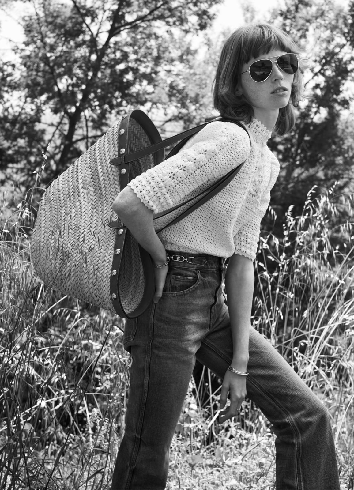 Crochet Top with Denim Jeans Crochet Top with Denim Jeans — Trendy 70s Style