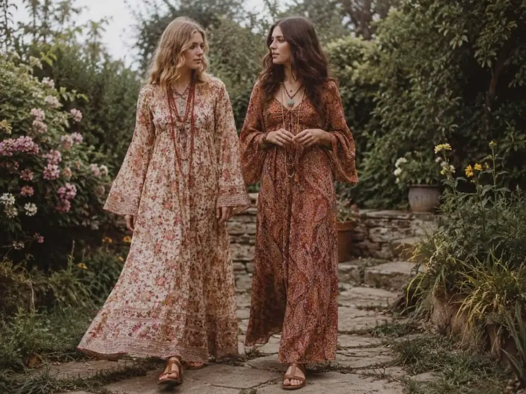 Flowy Maxi Dress with Bell Sleeves Flowy Maxi Dress with Bell Sleeves — Trendy 70s Style