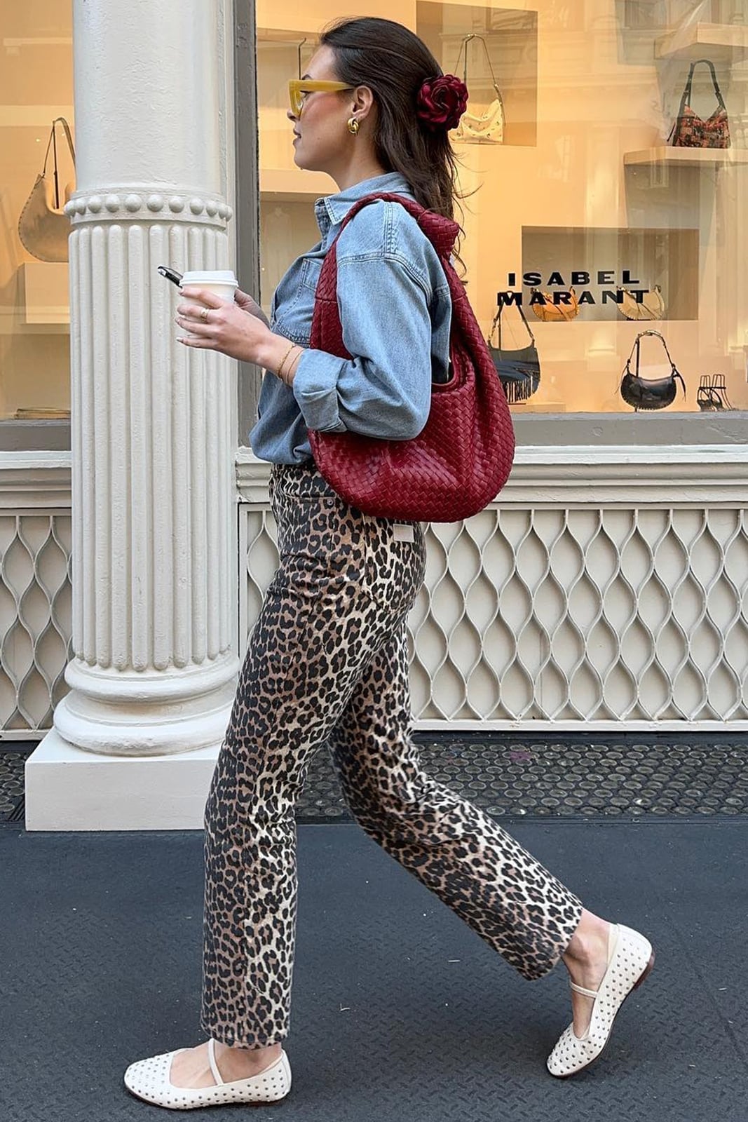 Leopard Print Pants With Denim Shirt Leopard Print Pants With Denim Shirt — Trendy Animal Print Outfits