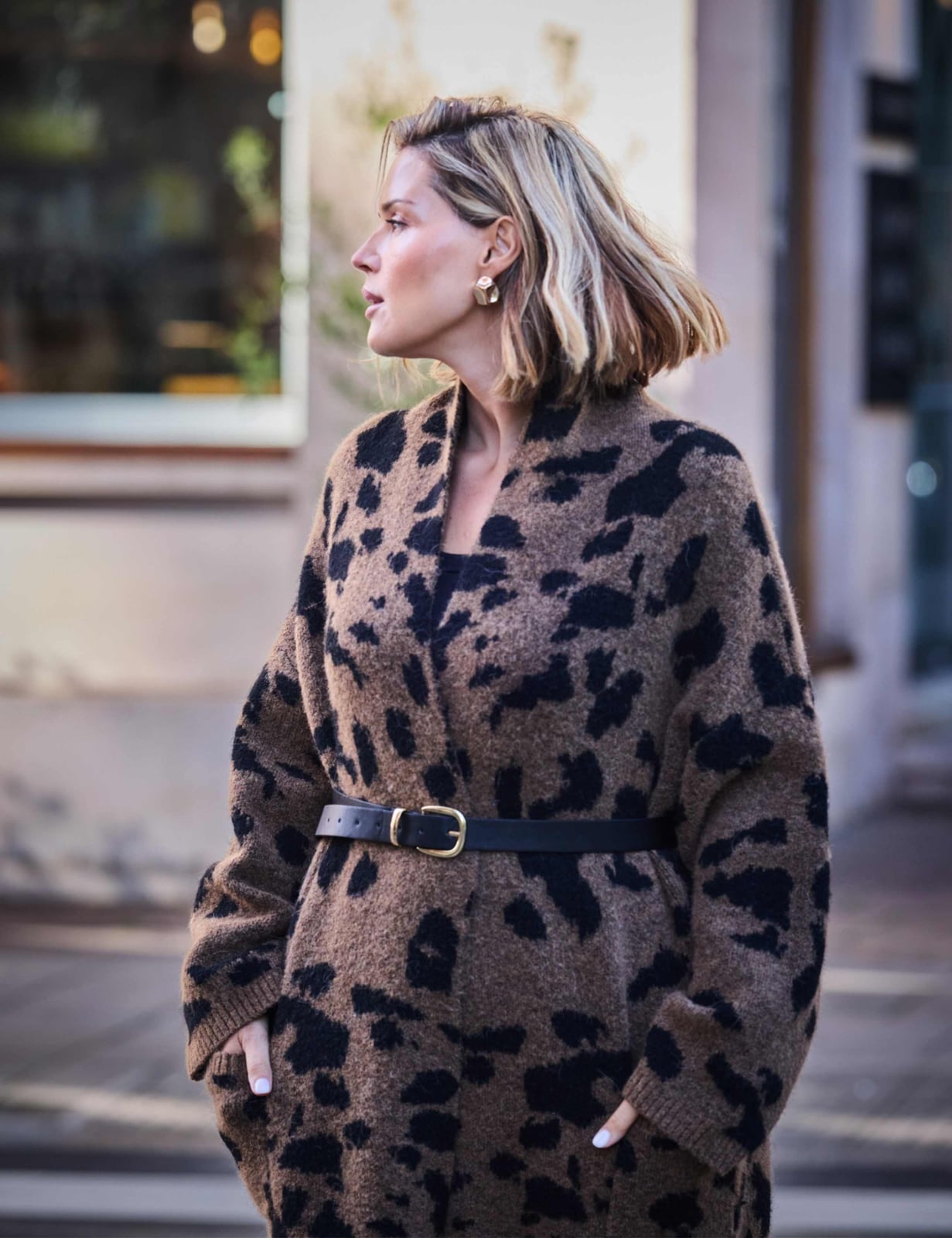Oversized Leopard Print Cardigan With Belt Oversized Leopard Print Cardigan With Belt — Trendy Animal Print Outfits