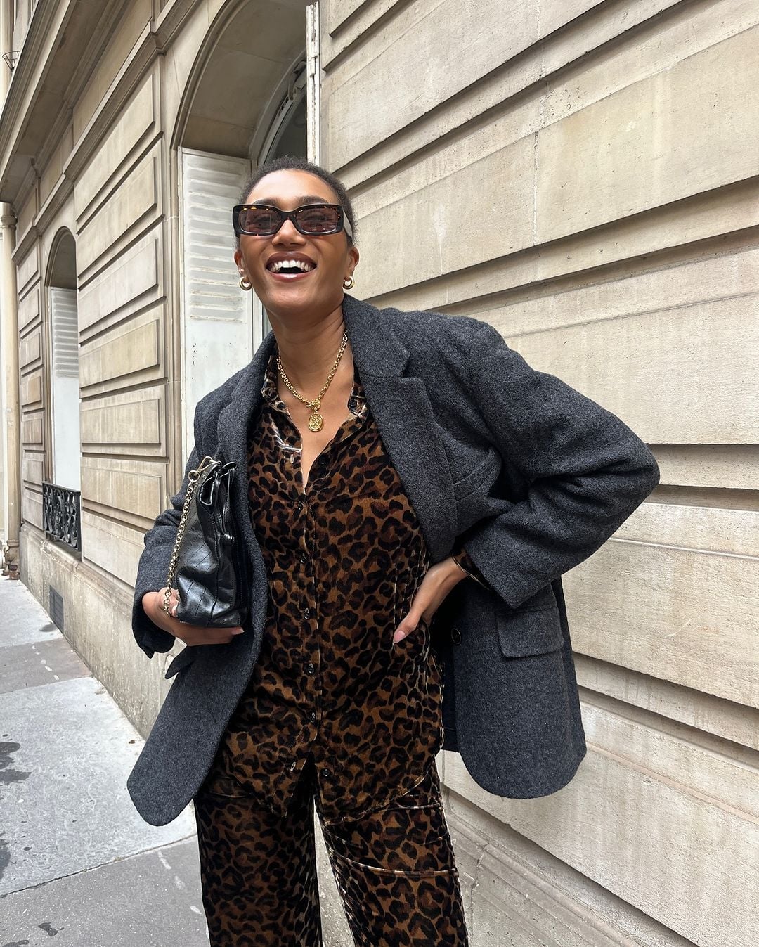 Leopard Print Velvet Shirt With Oversized Blazer Leopard Print Velvet Shirt With Oversized Blazer — Trendy Animal Print Outfits