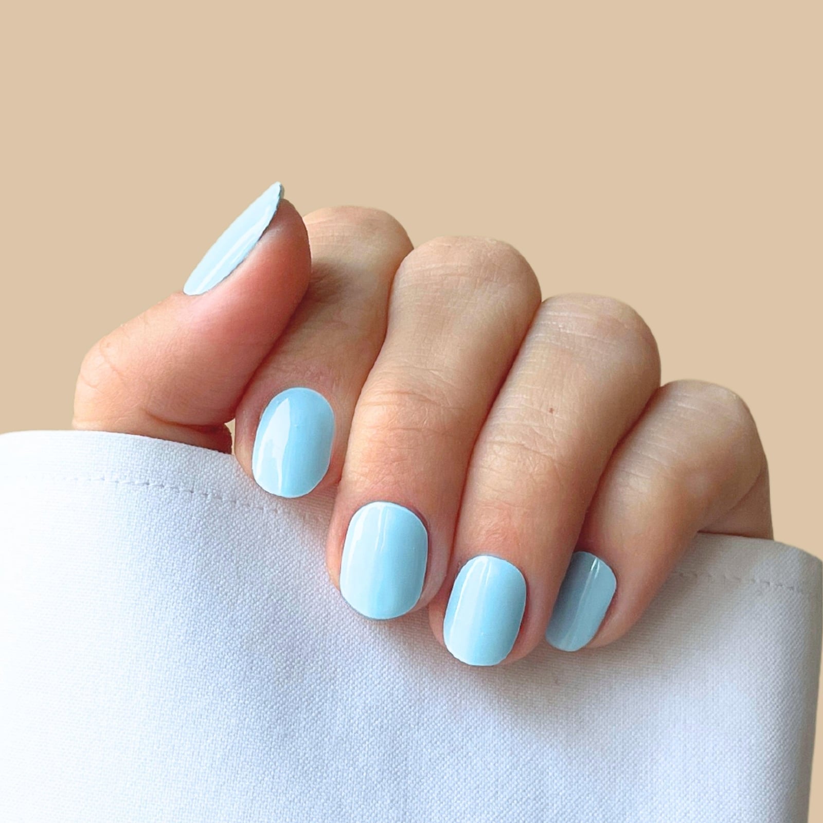 Short Square Vibrant Glossy Baby Blue Nails Short Square Vibrant Glossy Baby Blue Nails — Trendy Baby Blue Nails