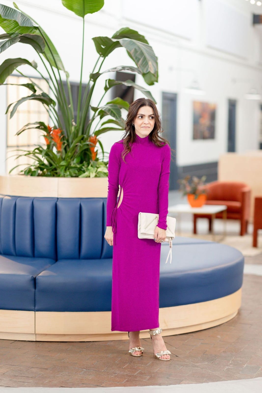 Magenta Ribbed Knit Dress with Side Cut-Outs — Trendy Birthday Dresses Outfit