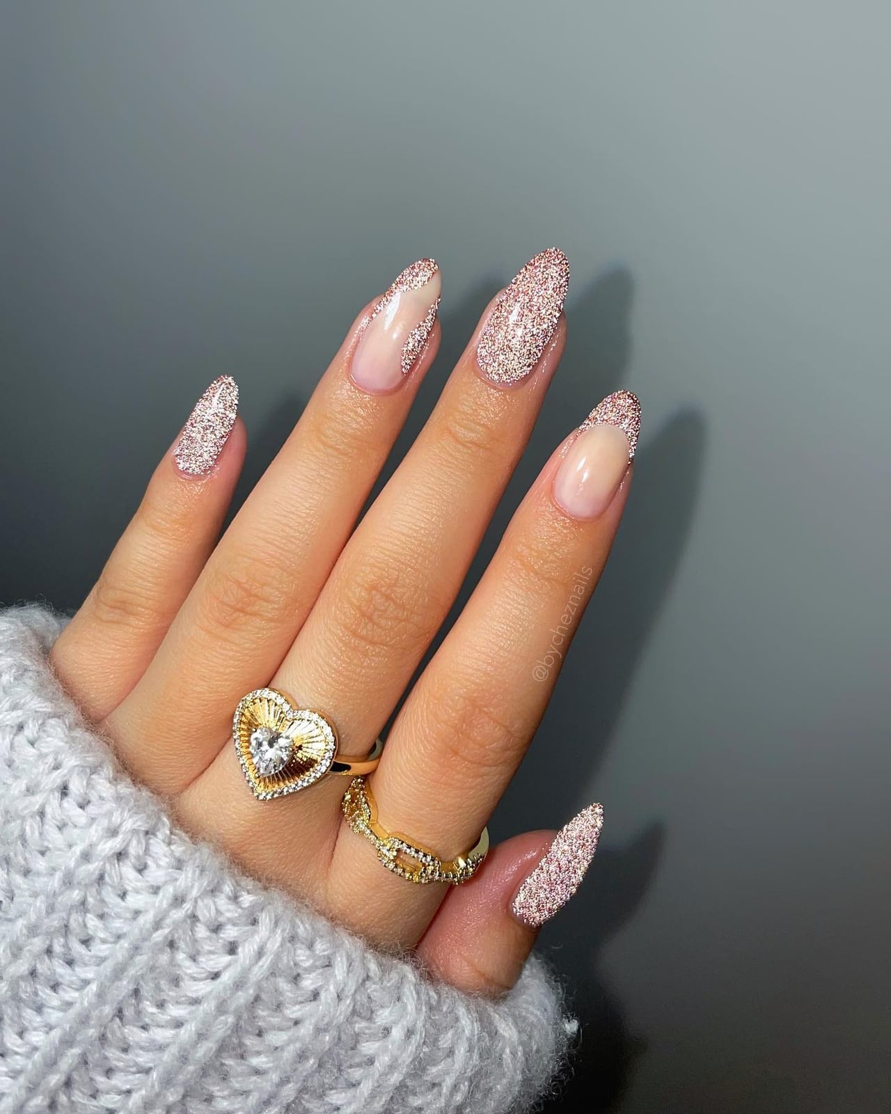Nude 3D Heart Bow Cherry Pearl Almond Nails — Trendy Birthday Nails Almond