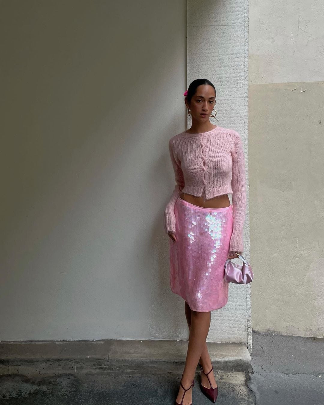 Cropped Cardigan with Sequin Midi Skirt Cropped Cardigan with Sequin Midi Skirt — Trendy Birthday Outfits