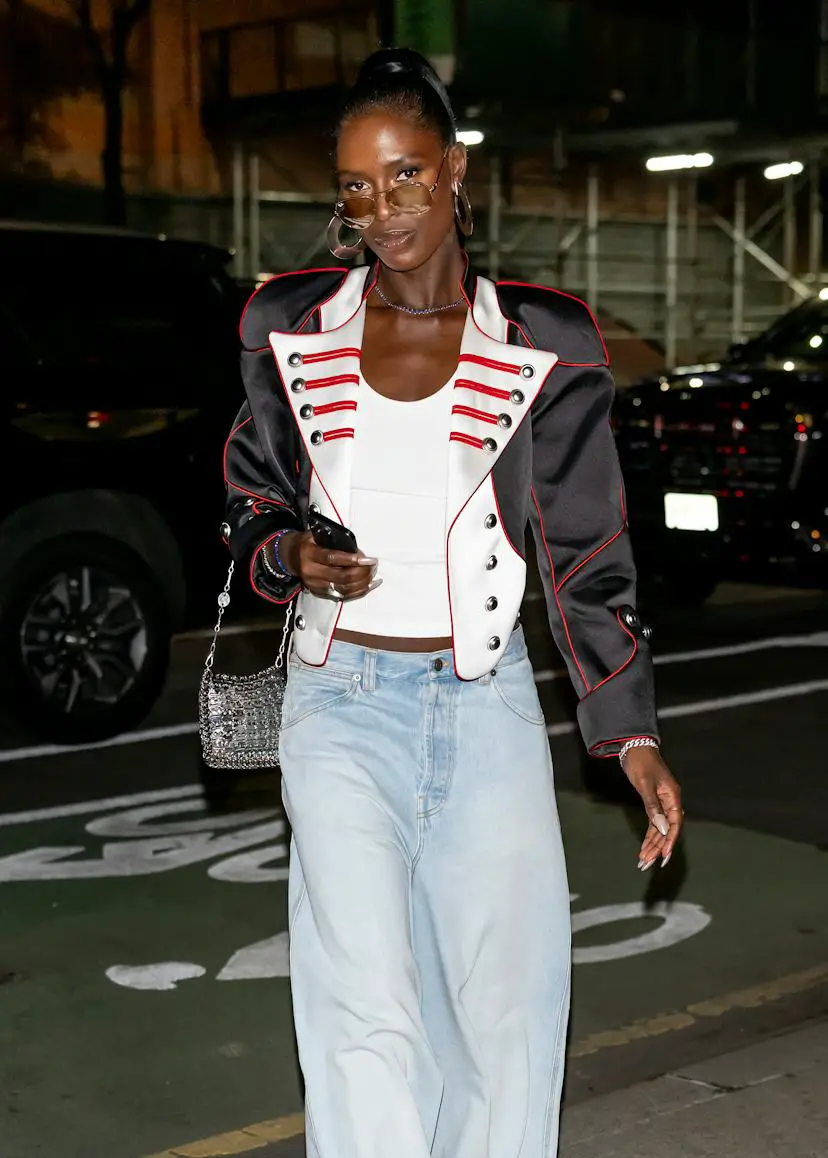 Military-style Jacket with Wide-Leg Jeans Military-style Jacket with Wide-Leg Jeans — Trendy Birthday Outfits