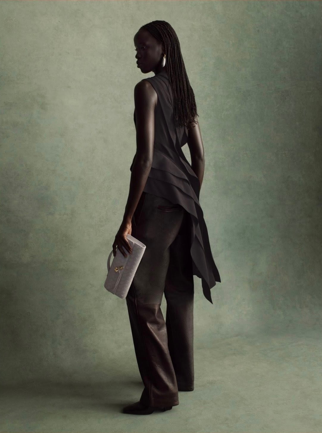 Asymmetric Layered Top with Leather Trousers Asymmetric Layered Top with Leather Trousers — Trendy Birthday Outfits Black Women