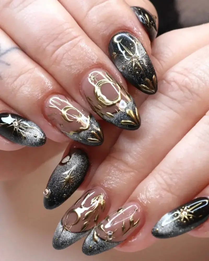 Medium Almond Full Glitter Black Medium Almond Full Glitter Black — Trendy Black Almond Nails