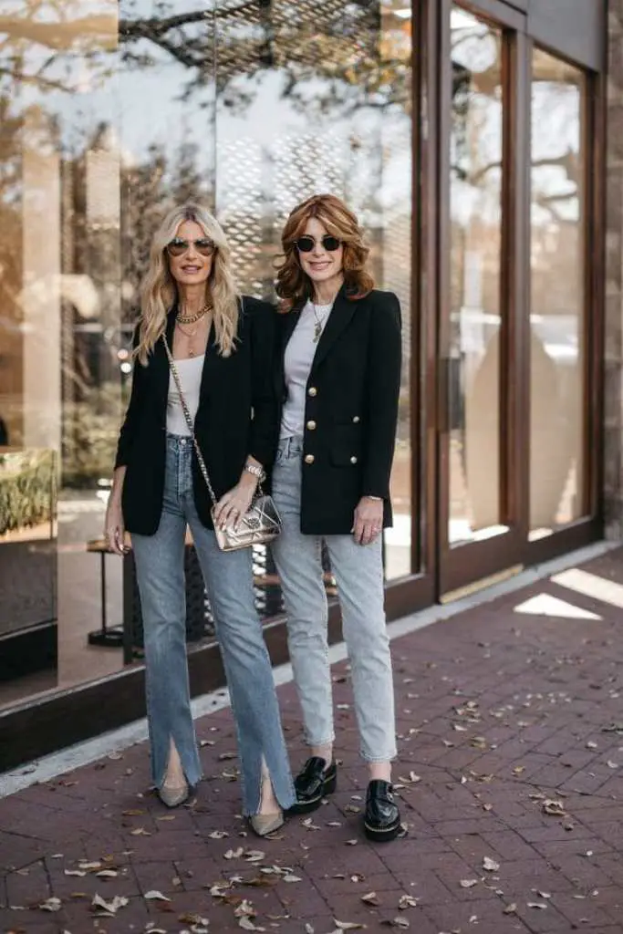 Black Blazer With Split Hem Jeans — Trendy Black Blazer Outfit