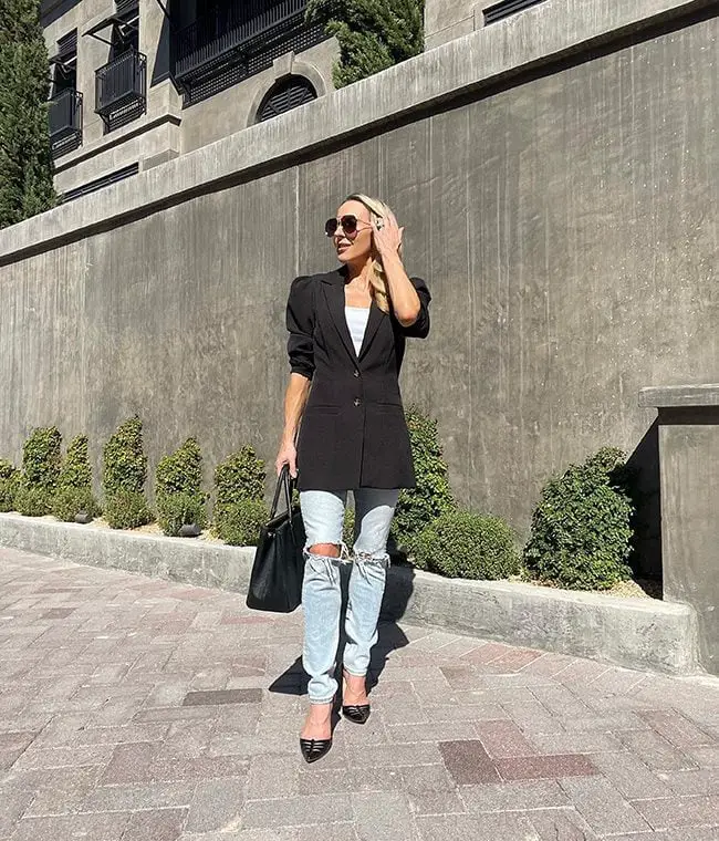 Black Blazer With Puffed Sleeves — Trendy Black Blazer Outfit