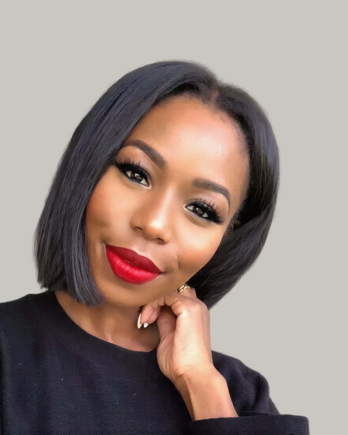 Sleek Side-Parted Black Bob Sleek Side-Parted Black Bob — Trendy Black Hair