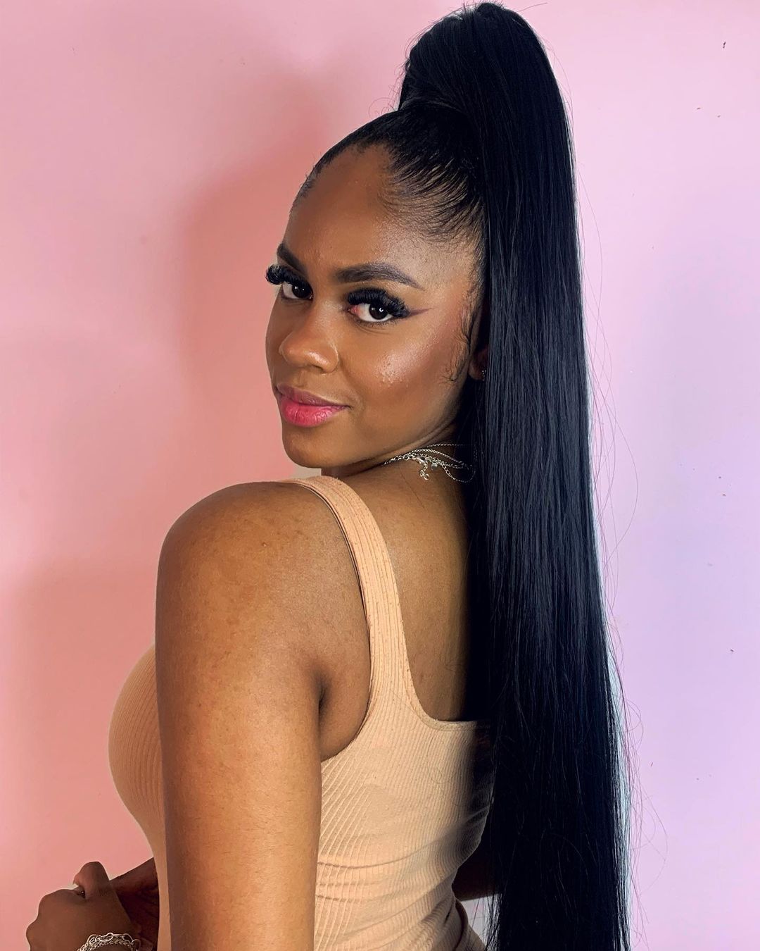 Mid-Back Fine Hair High Ponytail Mid-Back Fine Hair High Ponytail — Trendy Black Hair