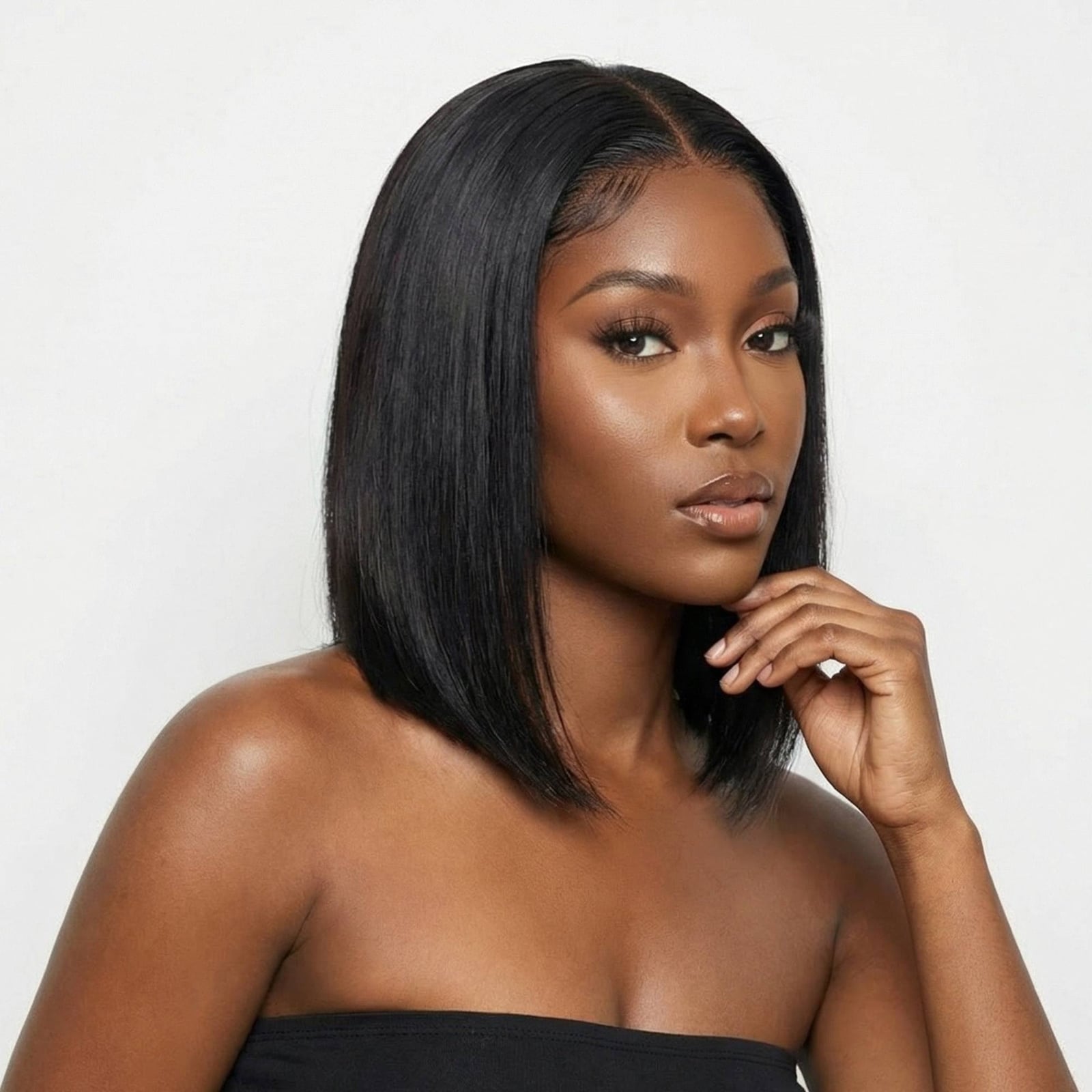 Sleek Straight Chin Length Bob Sleek Straight Chin Length Bob — Trendy Black Wig