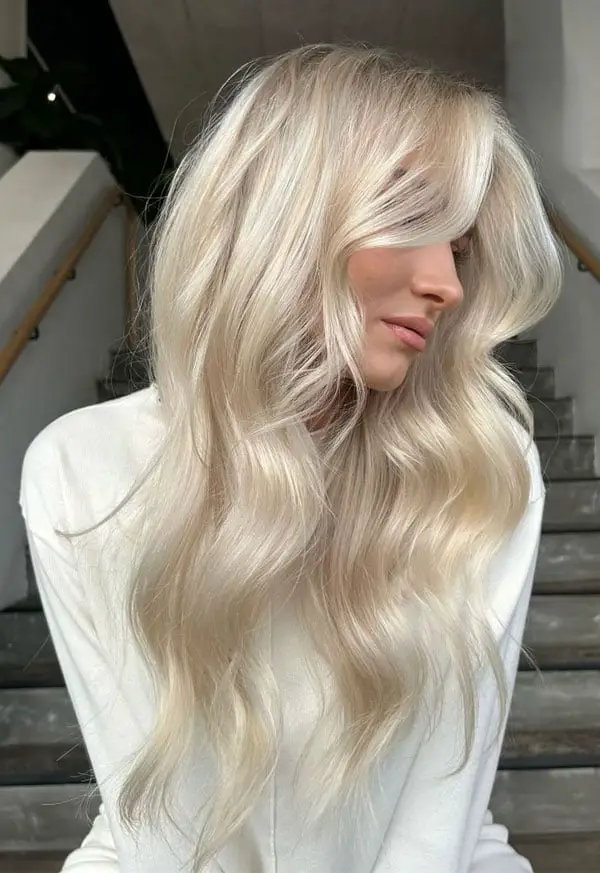 Pearl Blonde Highlights On Shoulder Length Hair — Trendy Blonde Highlights Hair