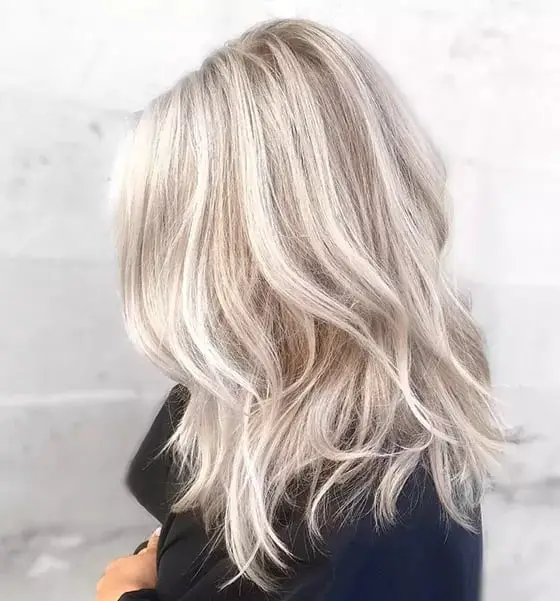Platinum Blonde Highlights Mid-Back Length — Trendy Blonde Highlights Hair