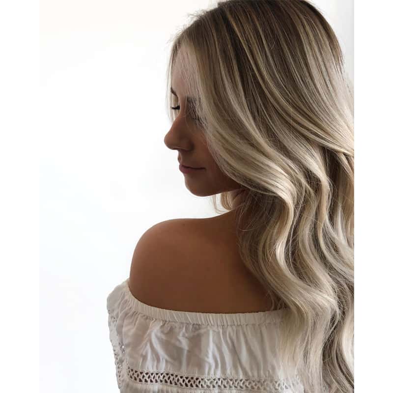Creamy Cool Blonde Highlights Mid-Back — Trendy Blonde Highlights Hair