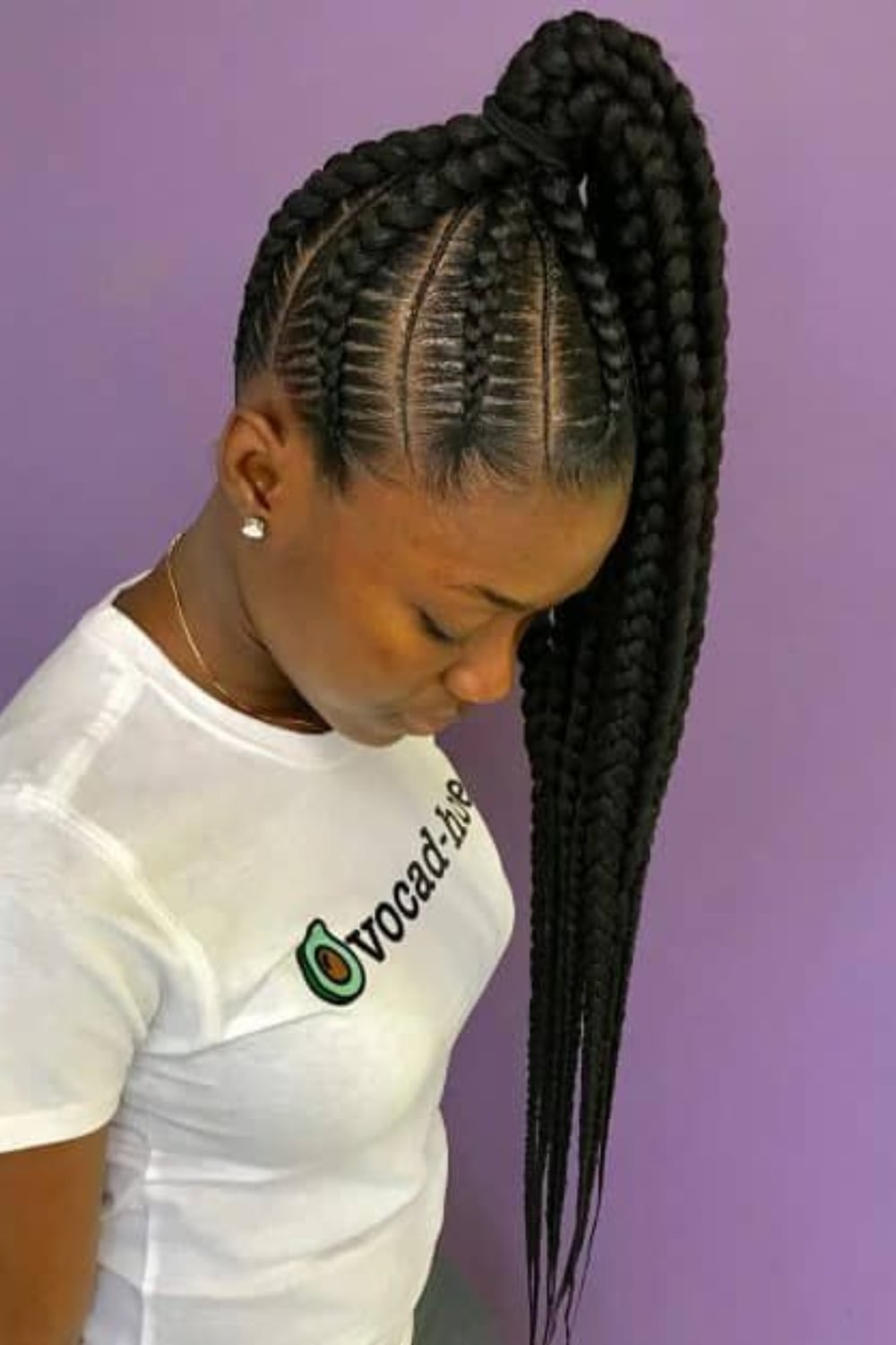 Sleek Cornrows Into High Ponytail Sleek Cornrows Into High Ponytail — Trendy Braided Ponytail