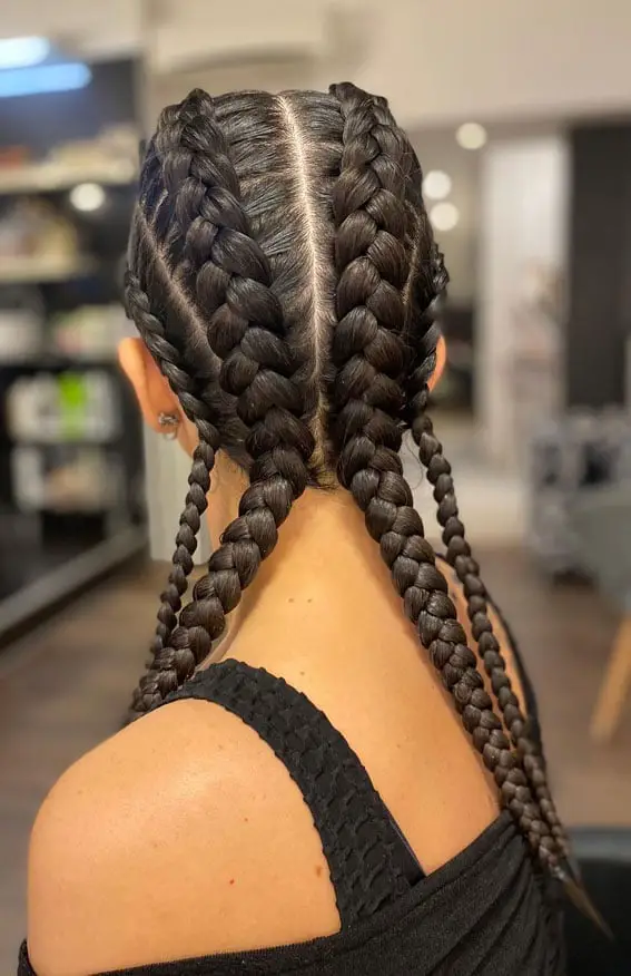 Defined Dark Brown Dutch Braids Defined Dark Brown Dutch Braids — Trendy Braids to the Back