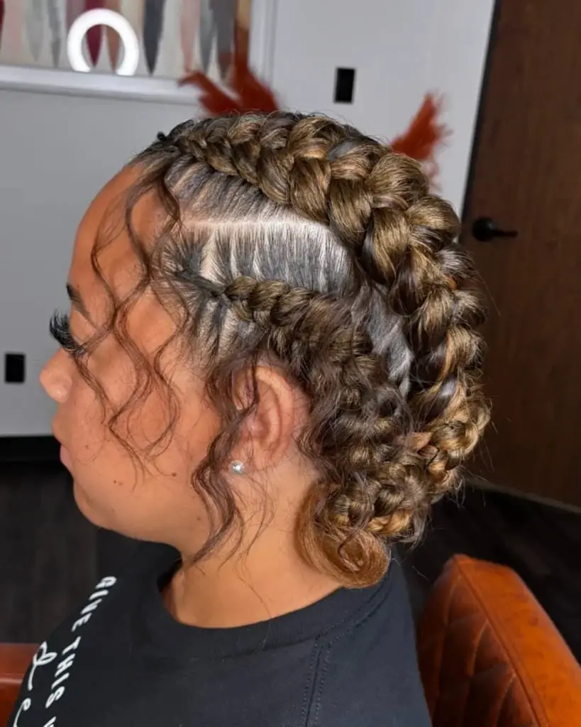 Brown and Blonde Braids with Loose Curls Brown and Blonde Braids with Loose Curls — Trendy Braids to the Back