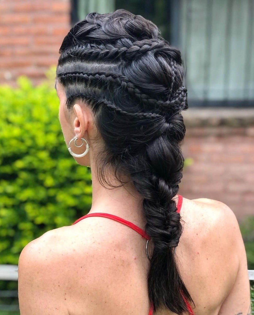 Intricate Black Braided Back Style Intricate Black Braided Back Style — Trendy Braids to the Back