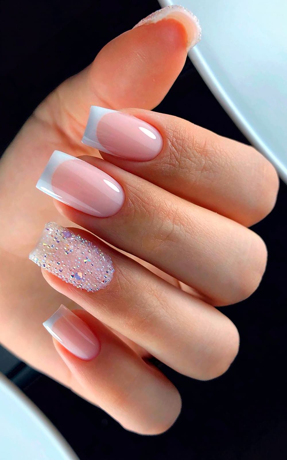 Classic French Manicure Short Square Nails Classic French Manicure Short Square Nails — Trendy Bridal Nails