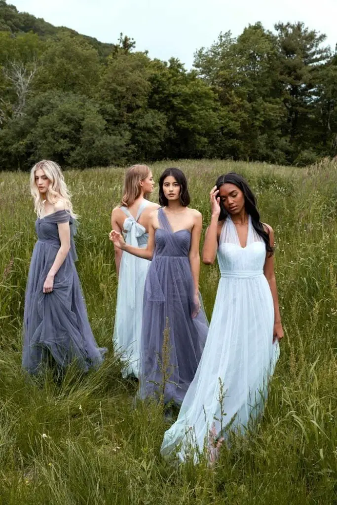 Gray and Blue Tulle A-Line Dresses Gray and Blue Tulle A-Line Dresses — Trendy Bridesmaid Dress
