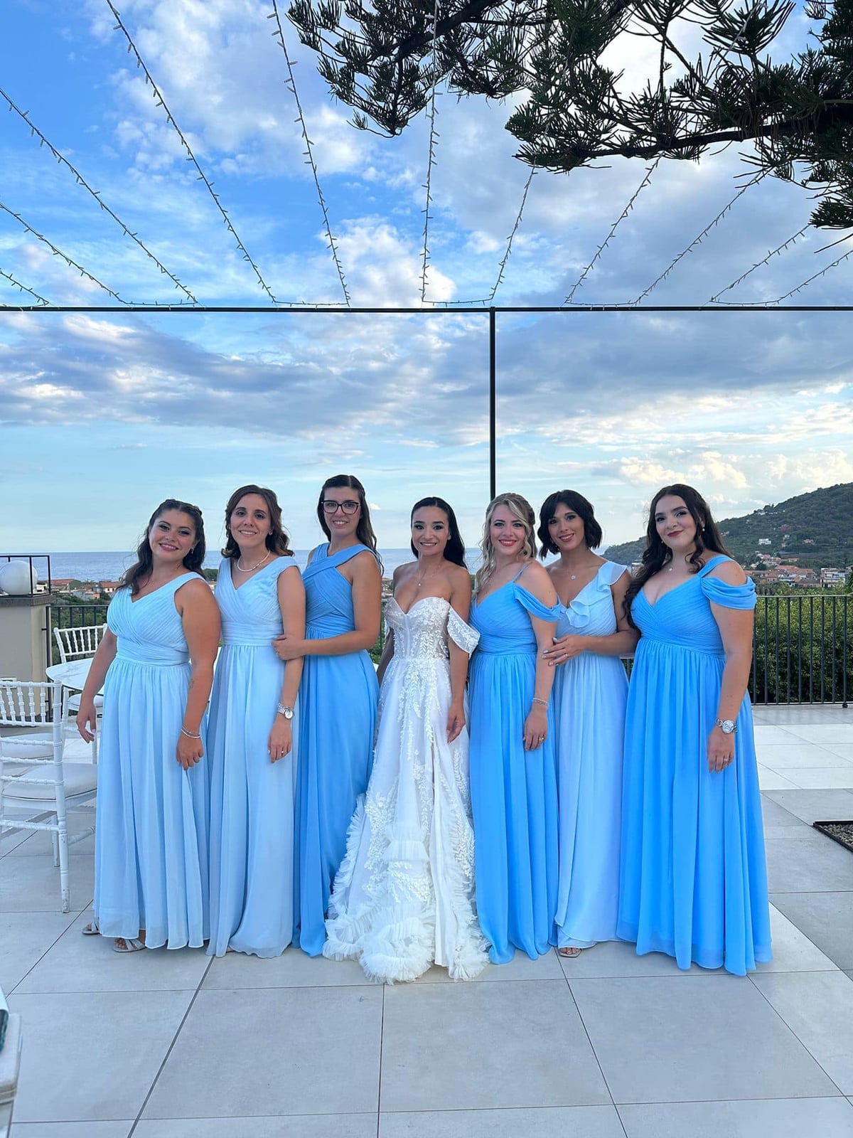 Mismatched Light Blue Floor-Length Bridesmaid Dresses, Close-Up Take Mismatched Light Blue Floor-Length Bridesmaid Dresses, Close-Up Take — Trendy Bridesmaid Dress