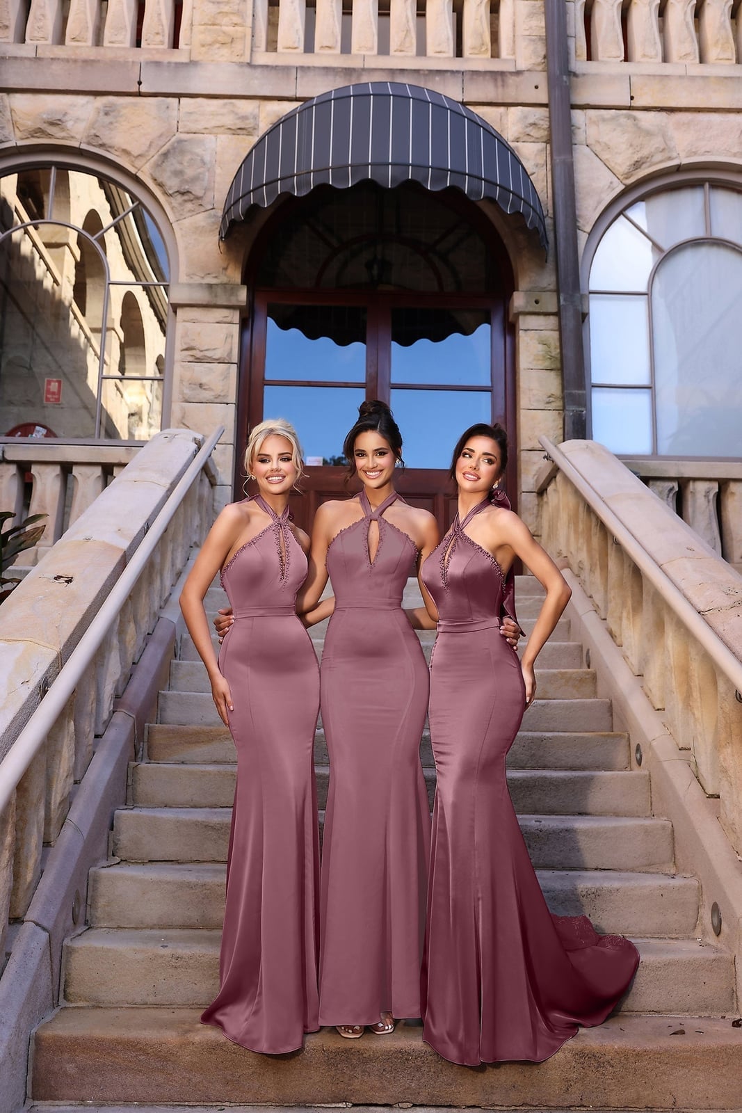 Mauve Halter Neck Satin Mermaid Dresses Mauve Halter Neck Satin Mermaid Dresses — Trendy Bridesmaid Dress