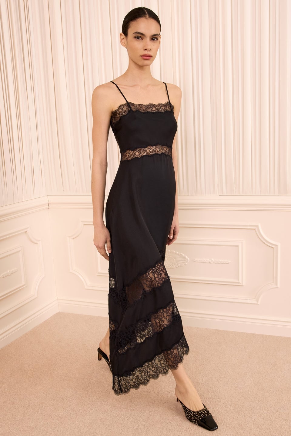 Black Silk Slip Dress with Lace Trim Black Silk Slip Dress with Lace Trim — Trendy Cocktail Dresses