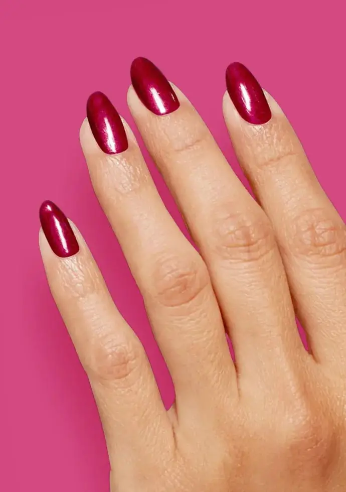 Medium Almond Deep Berry Red Shimmer Nails Medium Almond Deep Berry Red Shimmer Nails — Trendy Colorful Nails