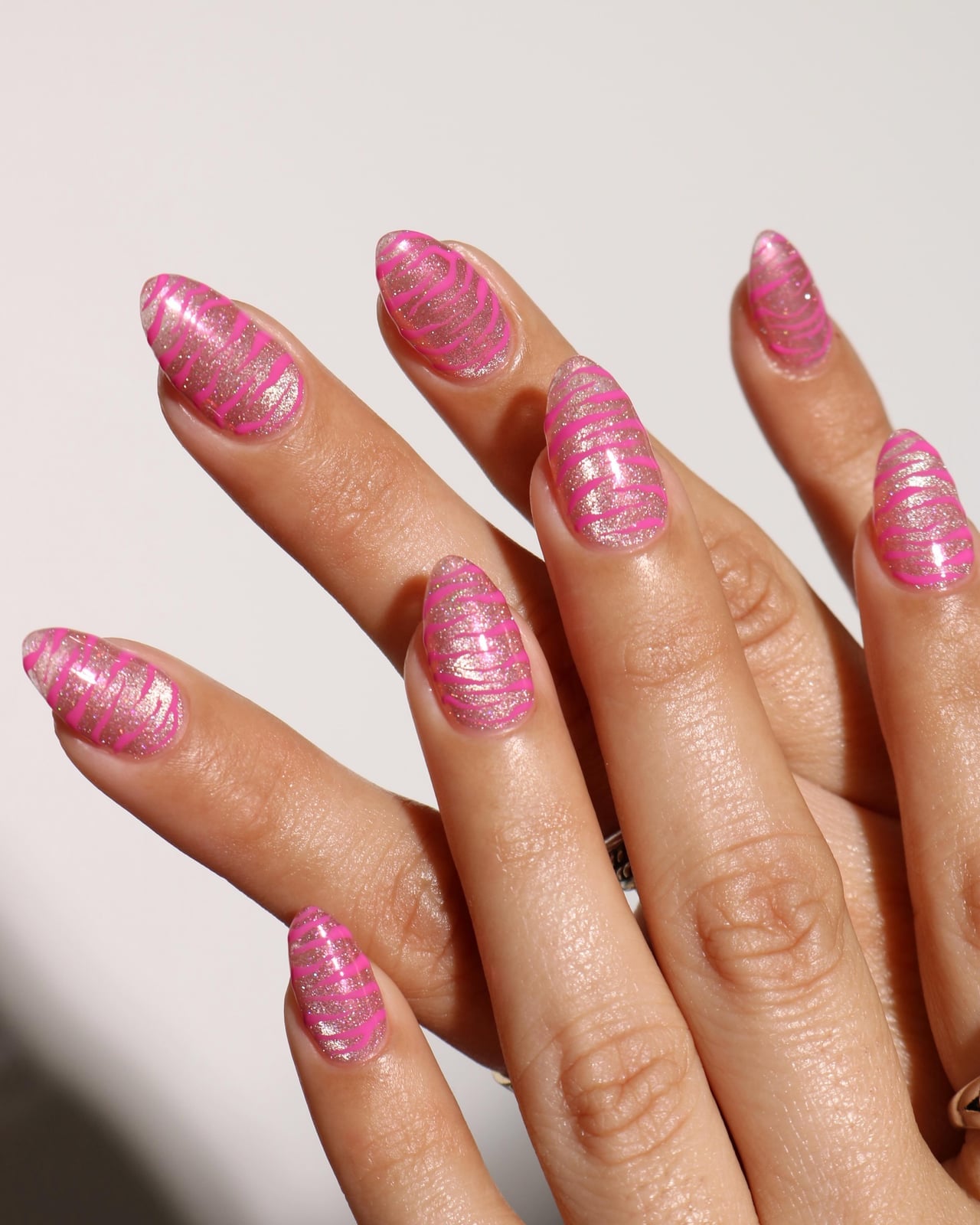 Medium Stiletto Hot Pink Zebra Print Nails Medium Stiletto Hot Pink Zebra Print Nails — Trendy Colorful Nails