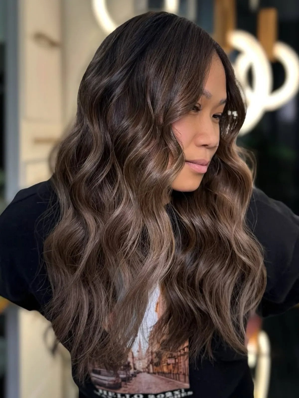 Mid-Back Cool Dark Brown With Ash Blonde Highlights Mid-Back Cool Dark Brown With Ash Blonde Highlights — Trendy Cool Brown Hair