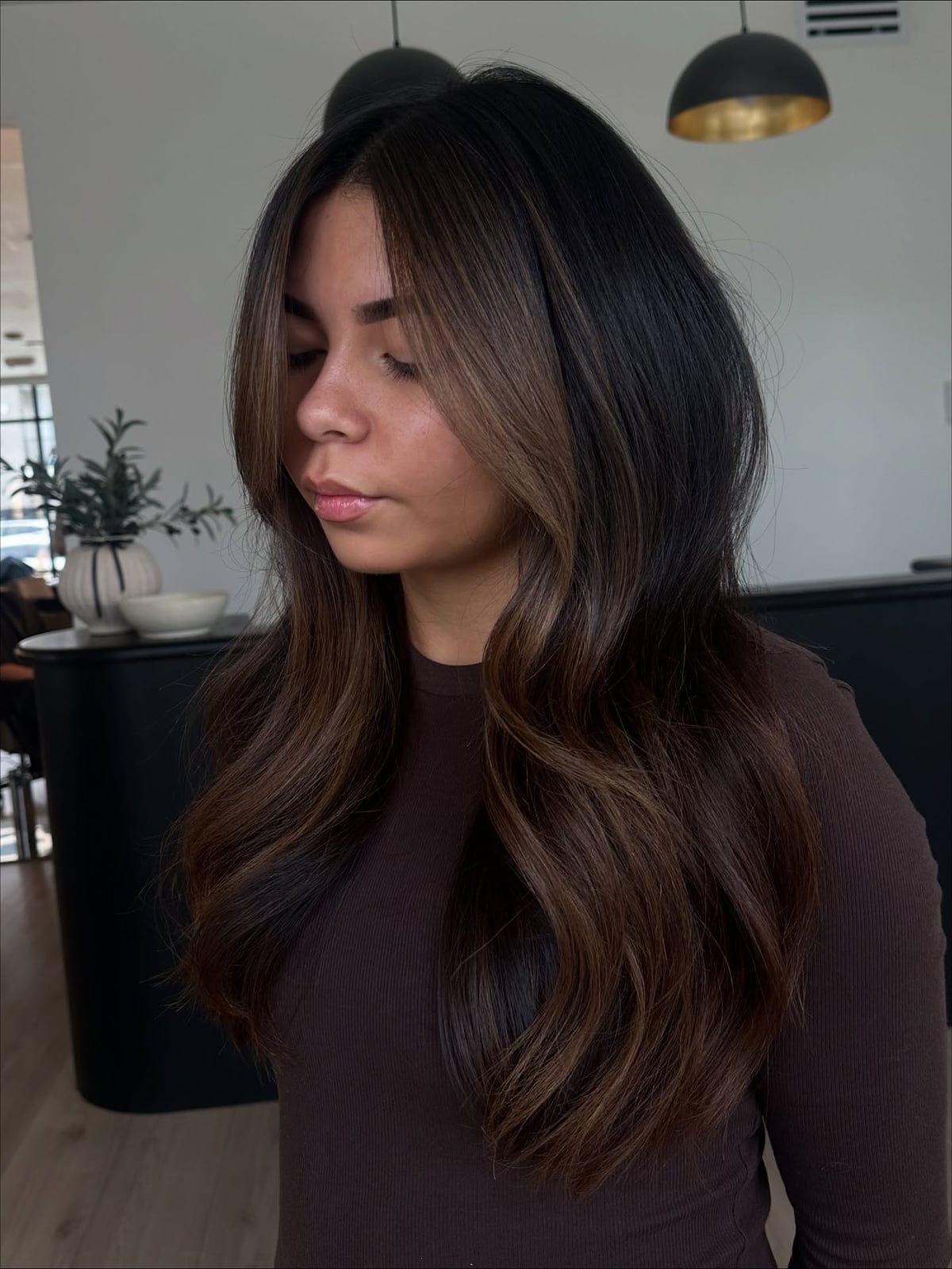 Dark Brown With Cool-Toned Balayage Dark Brown With Cool-Toned Balayage — Trendy Cool Brown Hair