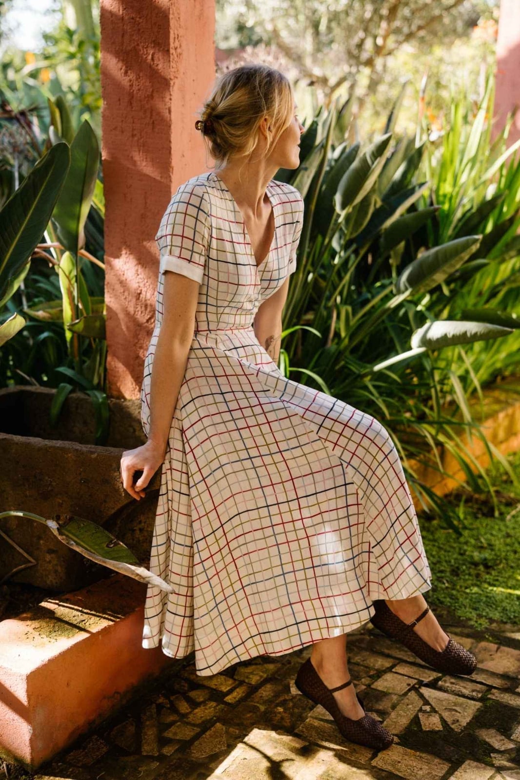 Cream Plaid Wrap Dress for Relaxed Style Cream Plaid Wrap Dress for Relaxed Style — Trendy Cottagecore Outfits