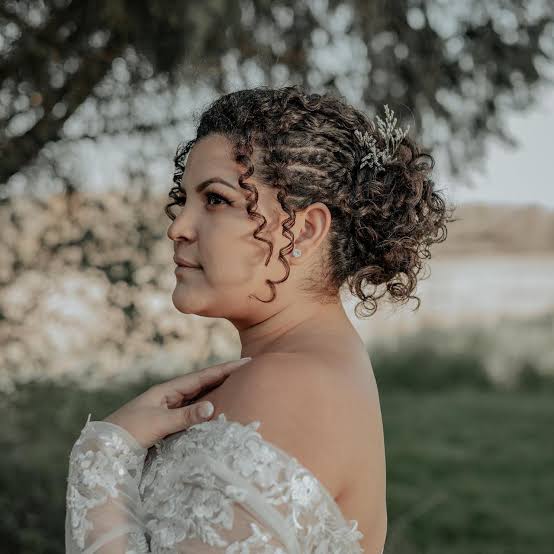 Dark Brown Curly Updo With Braids Dark Brown Curly Updo With Braids — Trendy Curly Hair Wedding