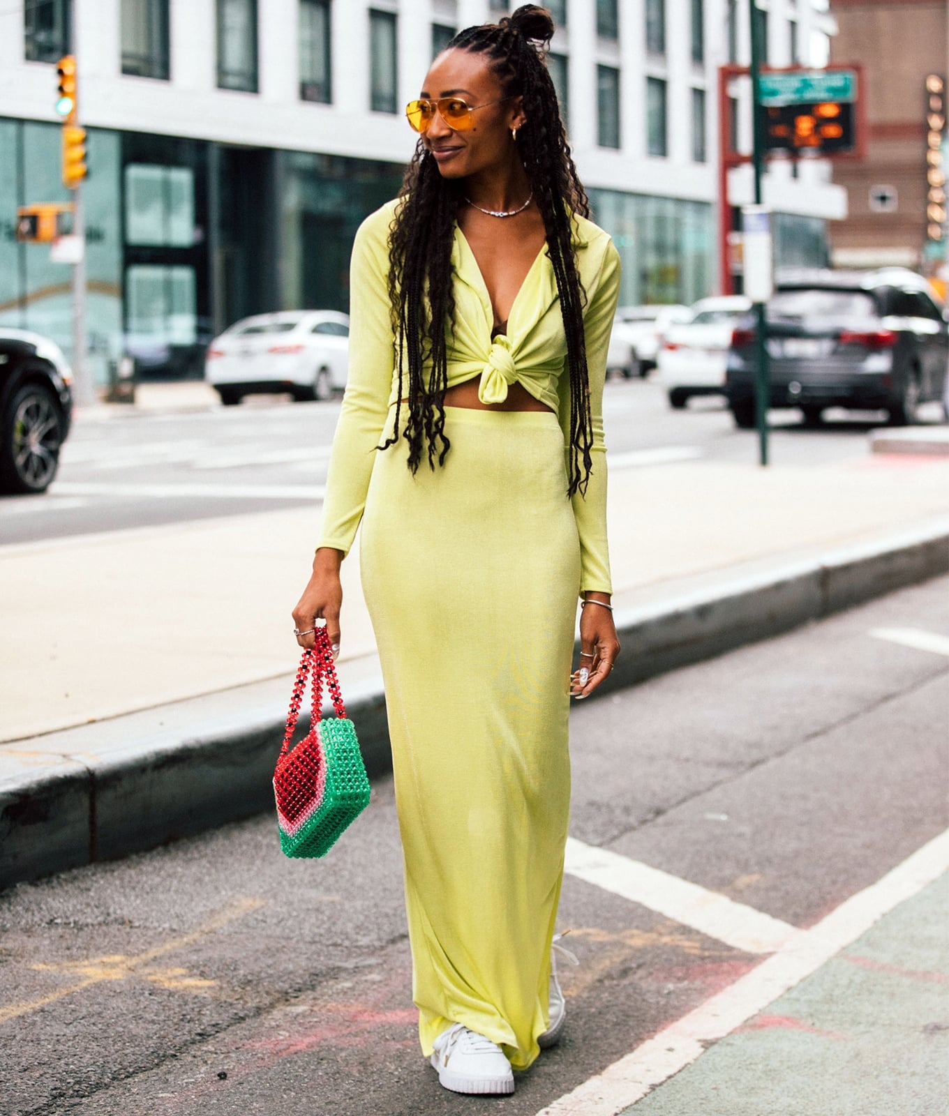 Lime Green Knotted Crop Top And Maxi Skirt Set Lime Green Knotted Crop Top And Maxi Skirt Set — Trendy Cute Birthday Outfit