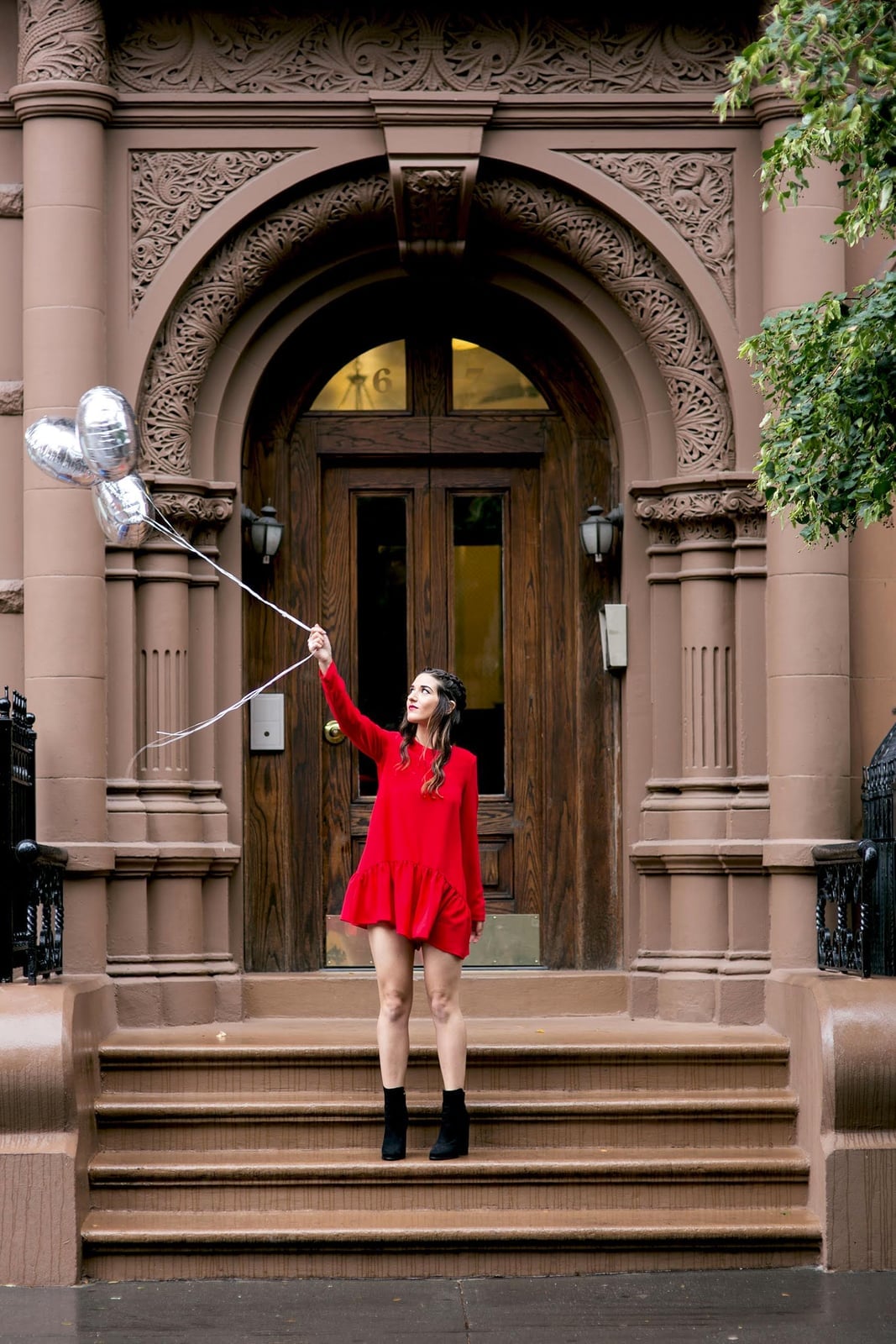 Red Mini Dress With Silver Balloons Red Mini Dress With Silver Balloons — Trendy Cute Birthday Outfit