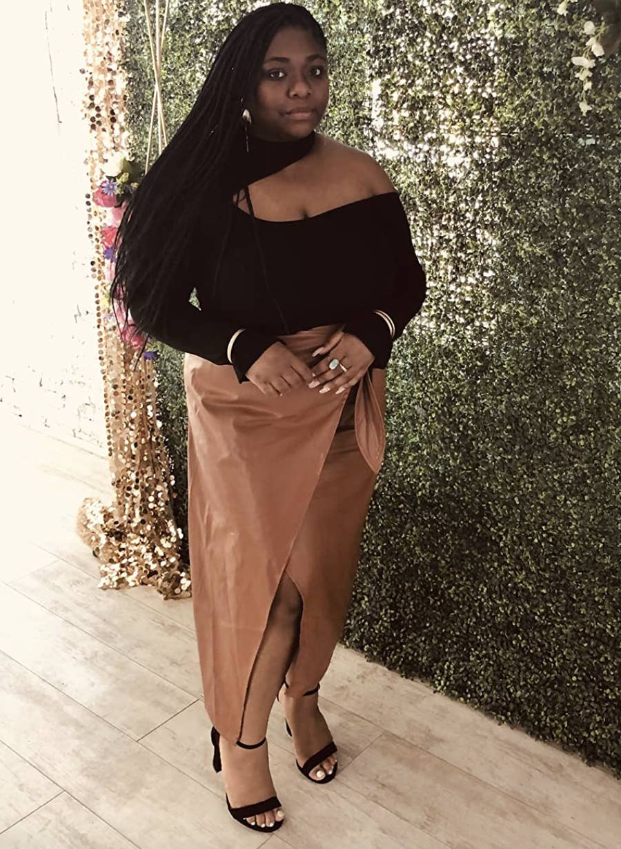 Black Off-Shoulder Top with Faux Leather Wrap Skirt Black Off-Shoulder Top with Faux Leather Wrap Skirt — Trendy Cute Dinner Outfit