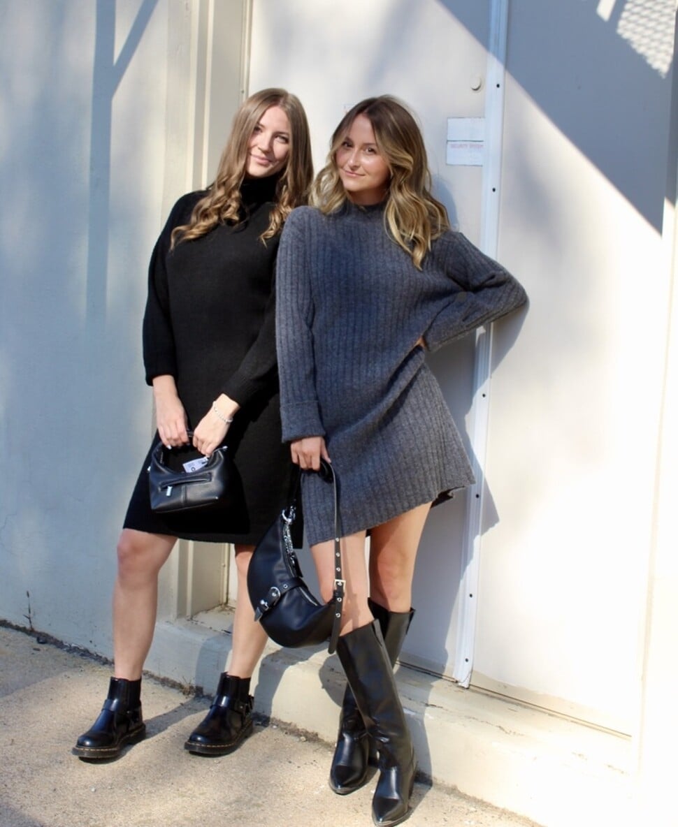 Oversized Sweater Dresses with Ankle and Knee-High Boots Oversized Sweater Dresses with Ankle and Knee-High Boots — Trendy Dress with Boots