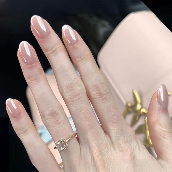 Subtle Pink Nude French Oval Nails Subtle Pink Nude French Oval Nails — Trendy Engagement Nails