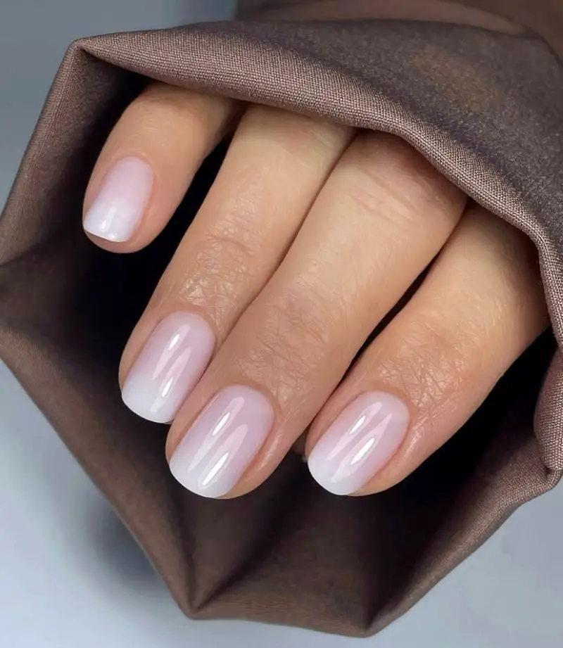 Soft Pink To White Ombre Short Oval Nails Soft Pink To White Ombre Short Oval Nails — Trendy Engagement Nails