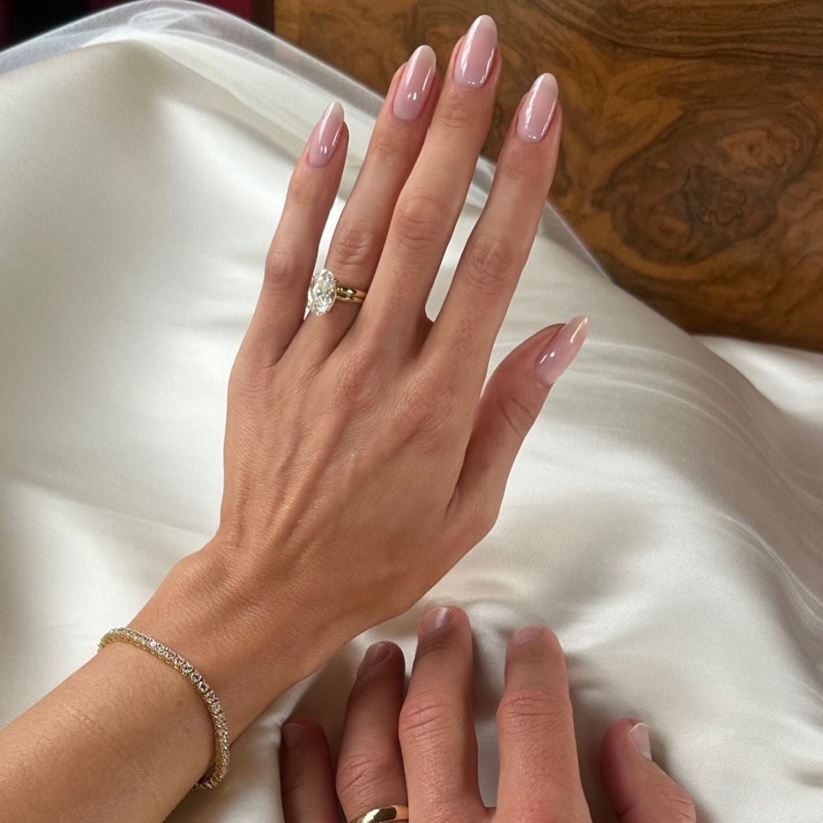 Sheer Nude Medium Almond French Nails Sheer Nude Medium Almond French Nails — Trendy Engagement Nails