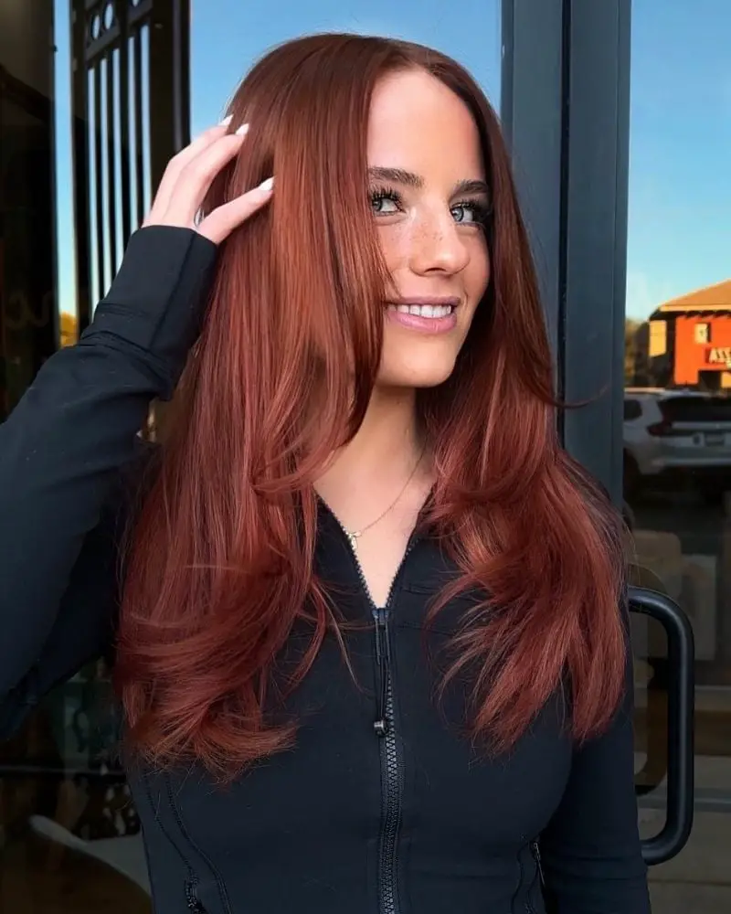 Mid-Back Layers In Auburn Copper — Trendy Ginger Hair