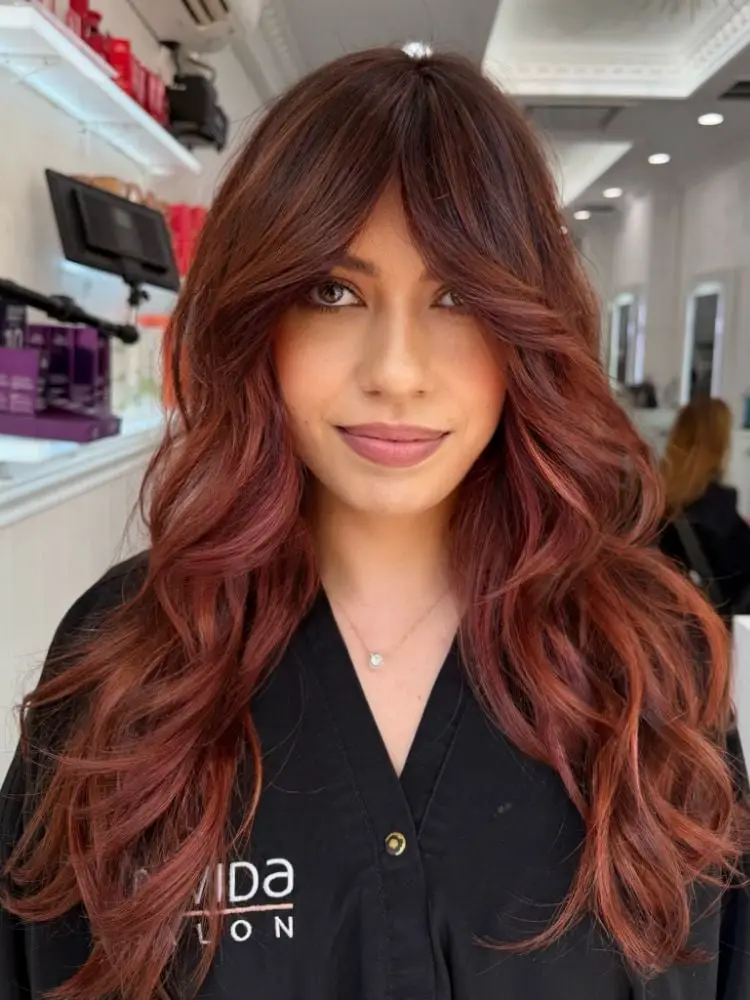 Mid-Back Layers With Rich Auburn, Wavy — Trendy Ginger Hair