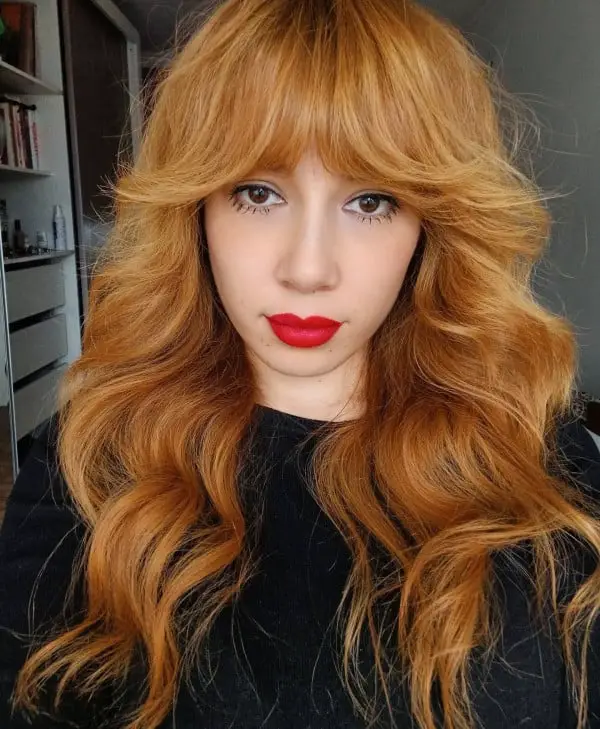 Shoulder Length Shag With Full Bangs — Trendy Ginger Hair