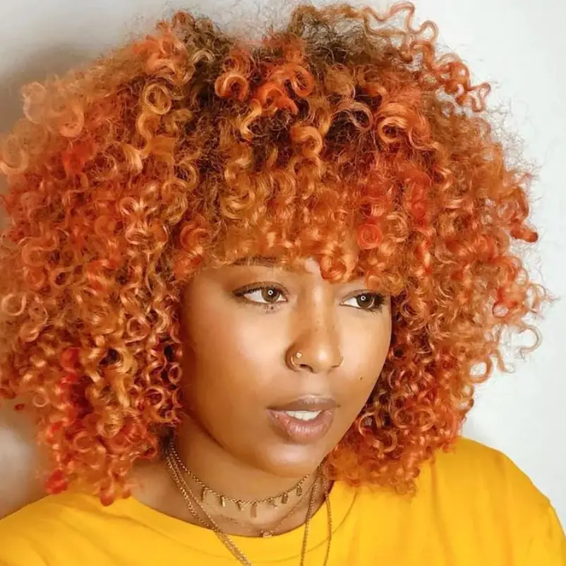 Voluminous Curly Bob In Vibrant Orange-Ginger — Trendy Ginger Hair