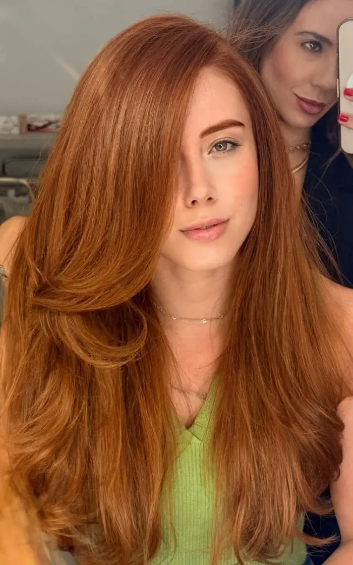 Mid-Back Layers With Copper Red Blowout — Trendy Ginger Hair