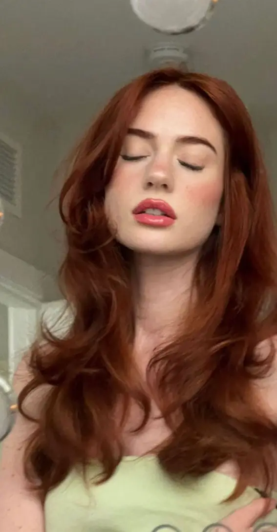 Mid-Back Layers With Rich Copper Red and Styled In Wavy Blowout — Trendy Ginger Hair