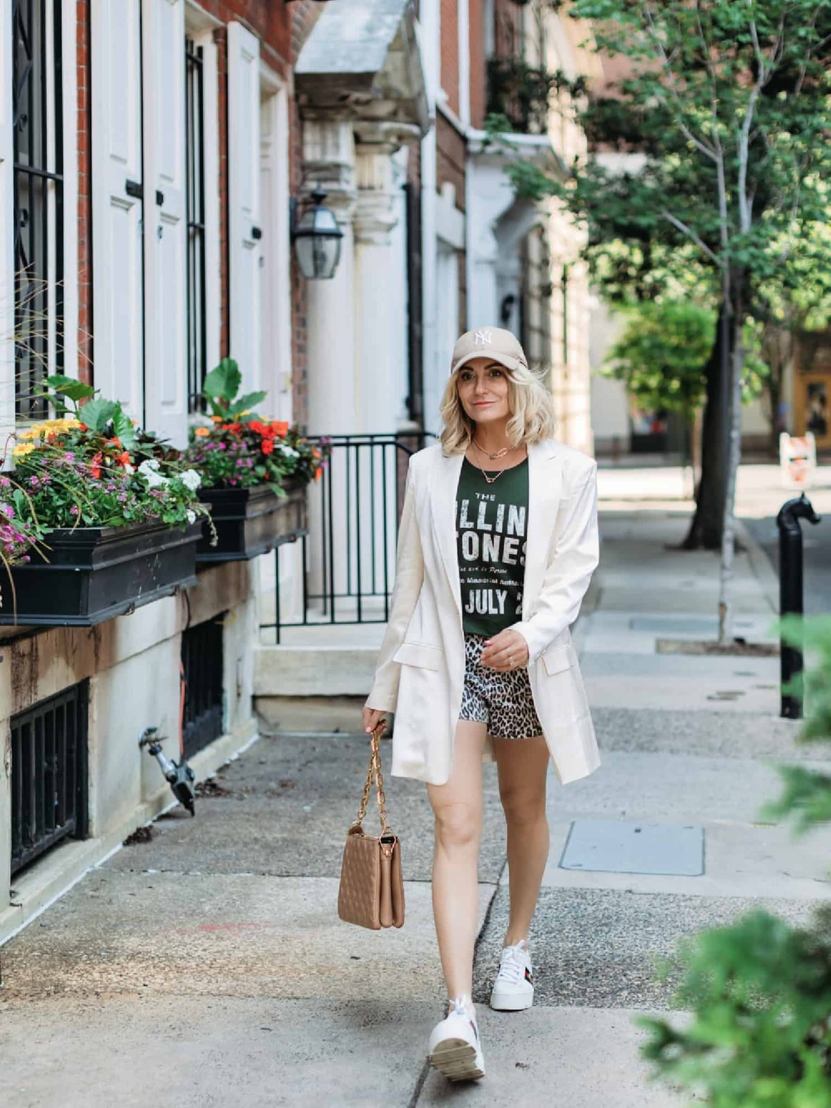 Oversized Blazer With Leopard Print Shorts — Trendy Going Out Outfits