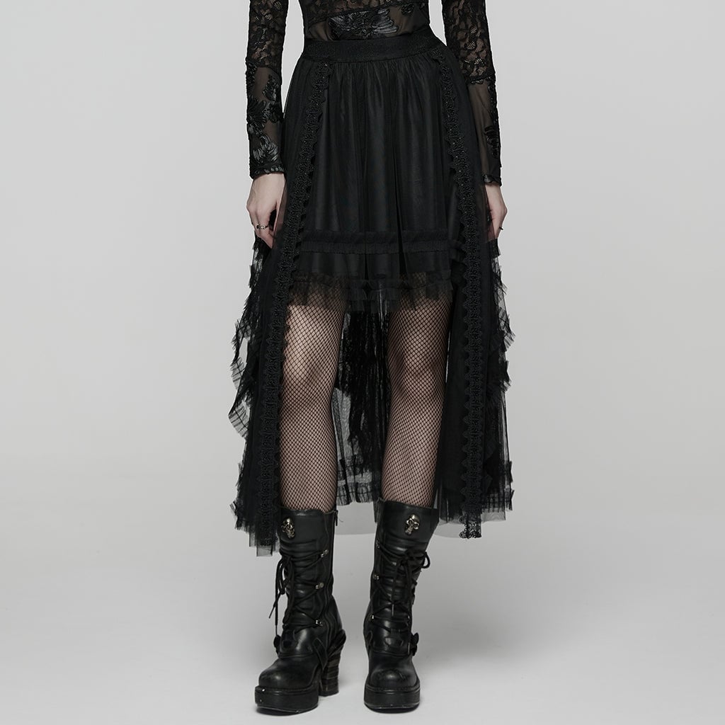Lace Top and Layered Mesh Maxi Skirt — Trendy Gothic Outfits